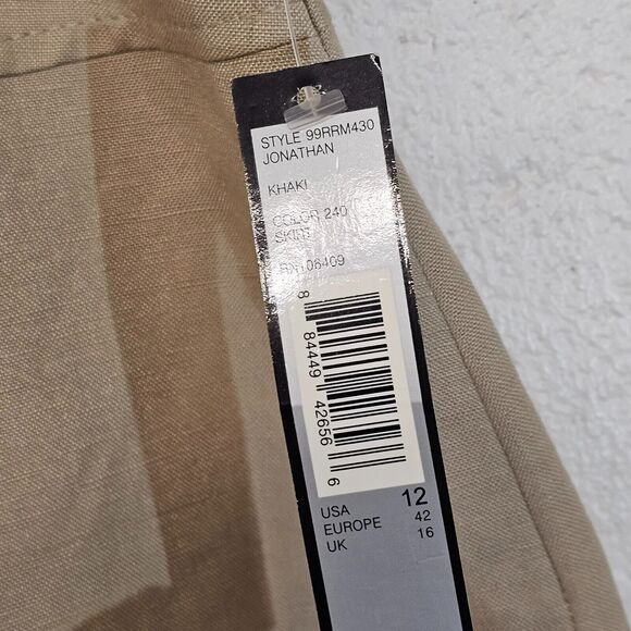 Tahari LinenBlend Knee Length Skirt Size 12 Lined Split Tan Office Career - Picture 3 of 9